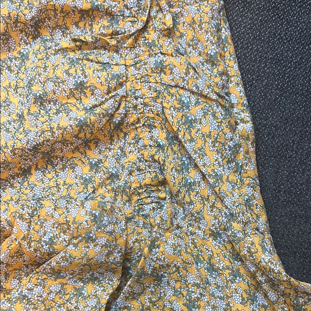 Steve Madden Yellow Ruched Ruffled Midi Sundress - Picture 8 of 9